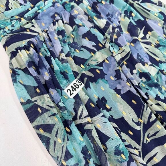 London Times Maxi Dress Womens 8 Petite Mesh Floral High Neck New - Picture 9 of 11